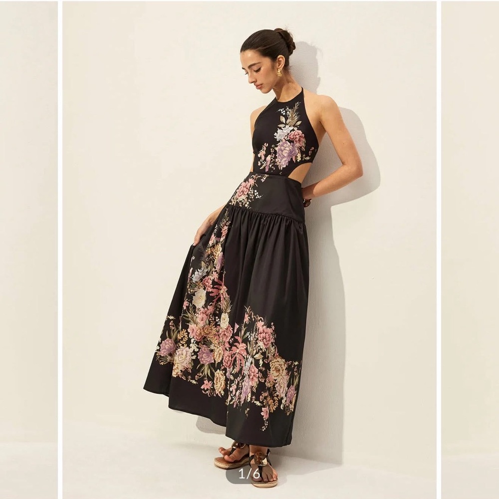 Commense Black Floral Maxi Dress